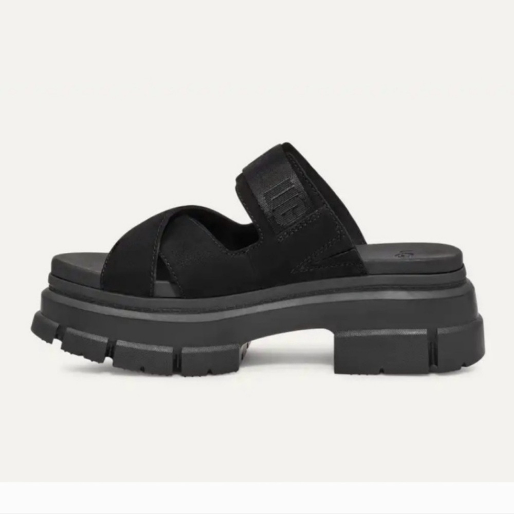 UGG Black Platform Slide Sandals